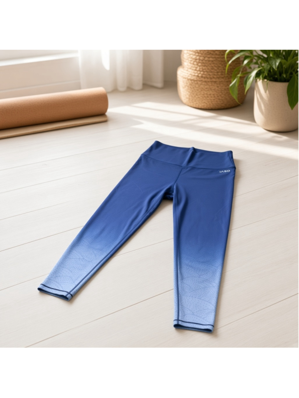 AR-33 High Waisted Blue Ombre Gym Leggings Yoga Pants Size Large L